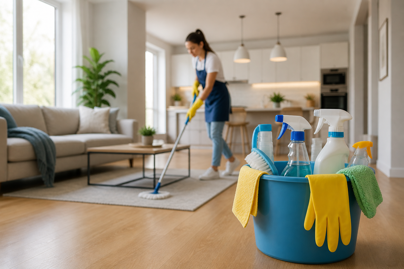 empresa de limpieza de viviendas en Manresa limpiando hogar moderno
